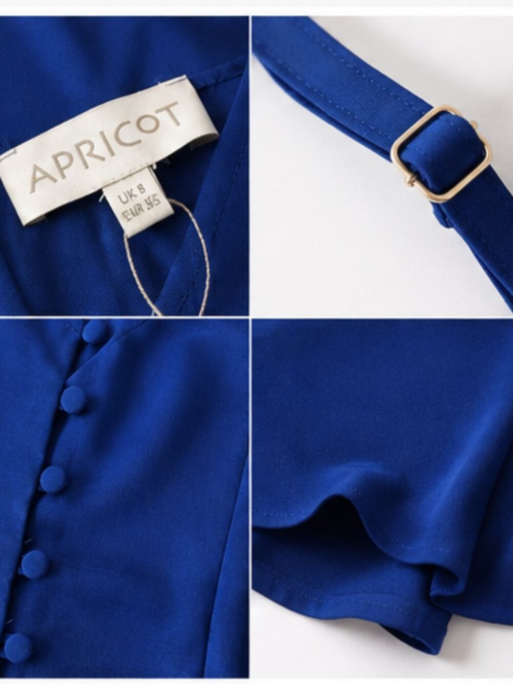 Apricot Blue Satin Button Cami Top Blouse Sleeveless • US 4 / UK 8 • NWT - Picture 5 of 13